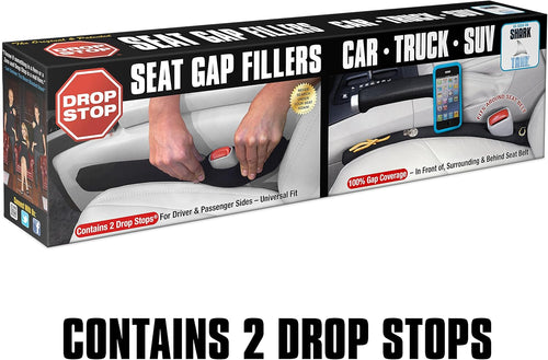 Drop Stop - Original Car Seat Gap Filler (Shark Tank) - Set of 2 + Gifts | Car Accessories for Men & Women, Between Seats Console Organizer, Patented, As Seen On Shark Tank