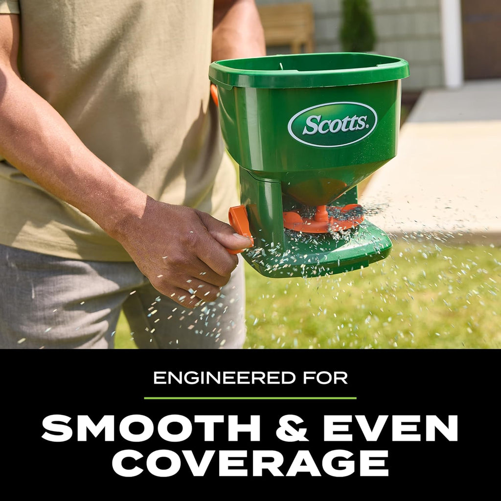 Scotts Whirl Hand-Powered Spreader | For Grass Seed, Lawn Fertilizers, Salt, and Ice Melt, Handheld Spreader Holds up to 1,500 sq. ft. of Product